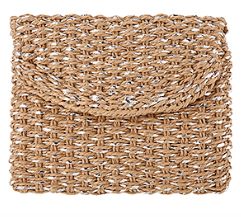 Woven Metallic Straw Clutch