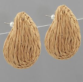 Raffia Teardrop Studs