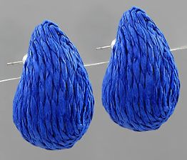 Raffia Teardrop Studs, COLOR: Blue