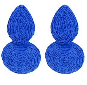 Teardrop Raffia Statement Stud, COLOR: Blue