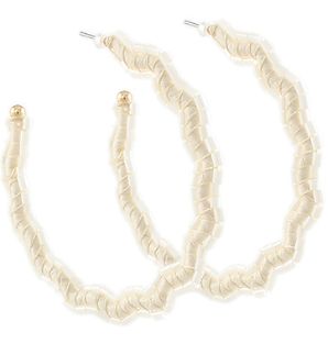 Wavy Circle Beaded Raffia Hoops