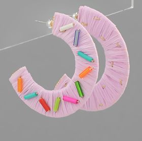 Confetti Raffia Hoops