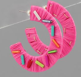 Confetti Raffia Hoops