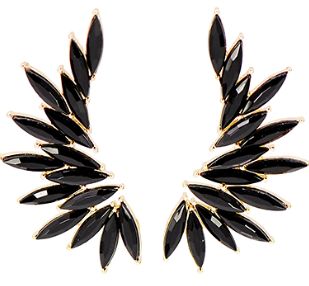 Jeweled Wing Earrings, COLOR: Black