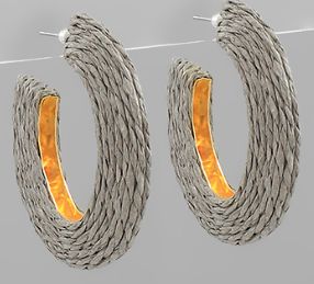Grey Raffia Oval Hoops