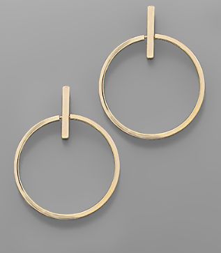 Brass Bar &amp; Circle Earring
