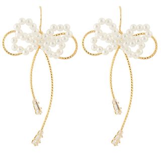 Pearl Bow Statement Earrings