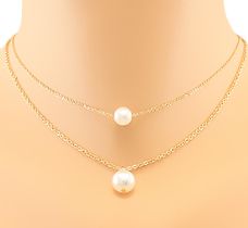 Double Pearl Layering Necklace