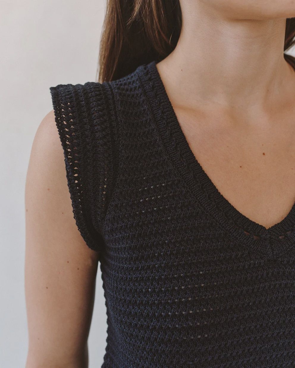 Short Sleeve V-Neck Crochet Top