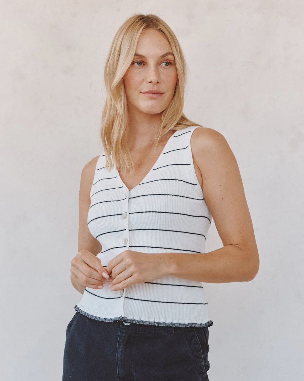 Ruffle Hem Knitted Vest