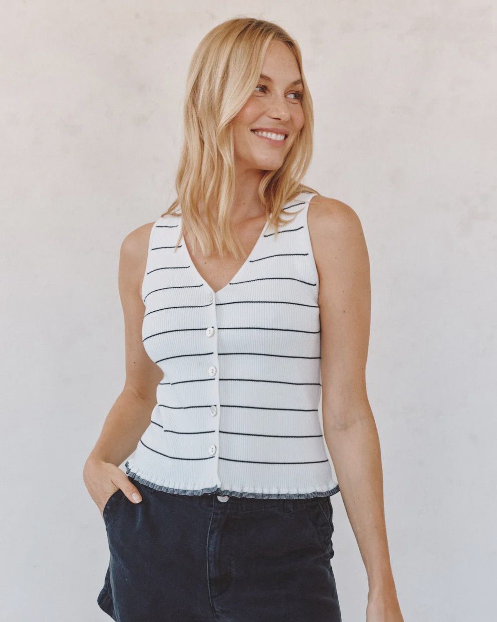 Ruffle Hem Knitted Vest