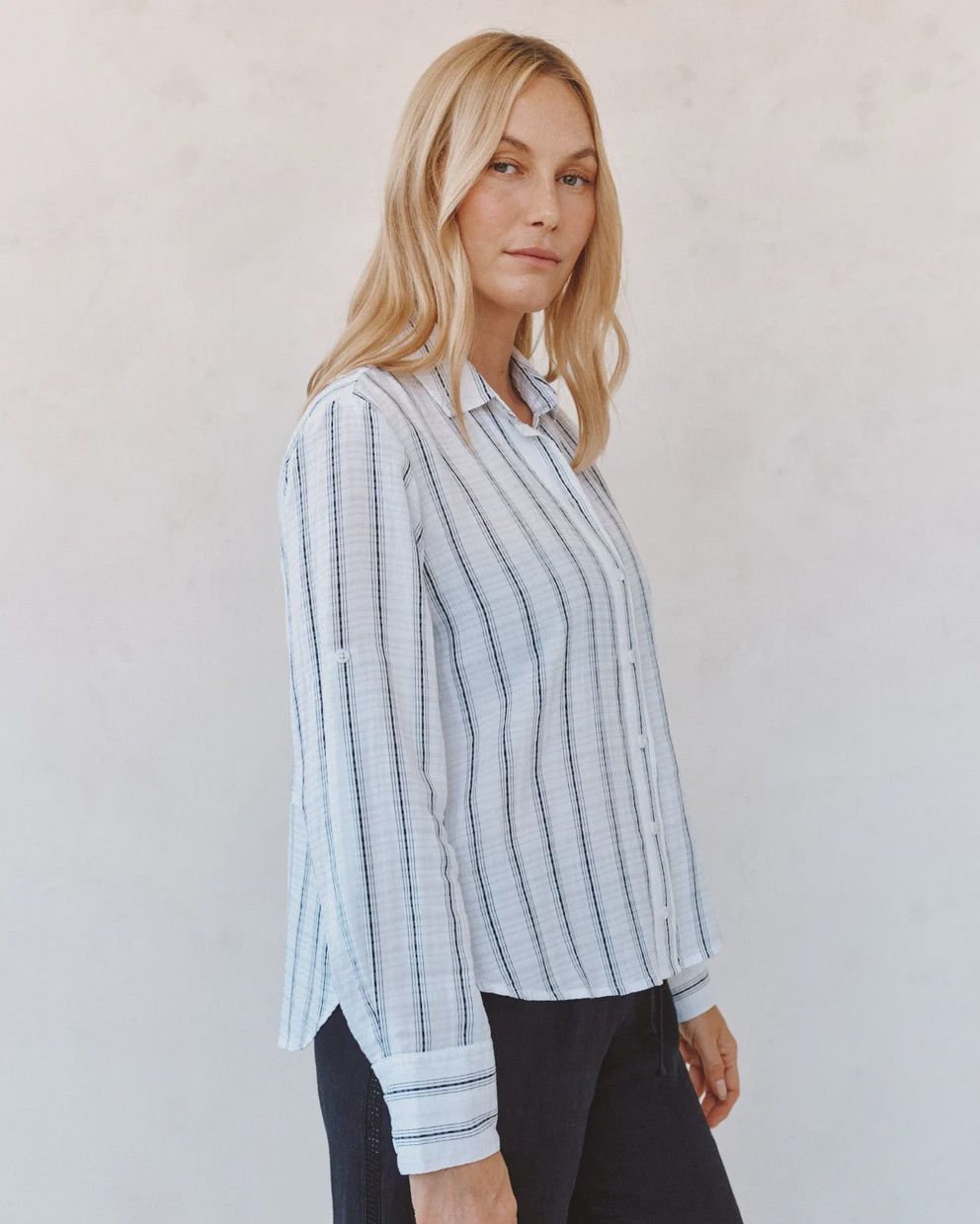 Clean Split Back Button Down Shirt