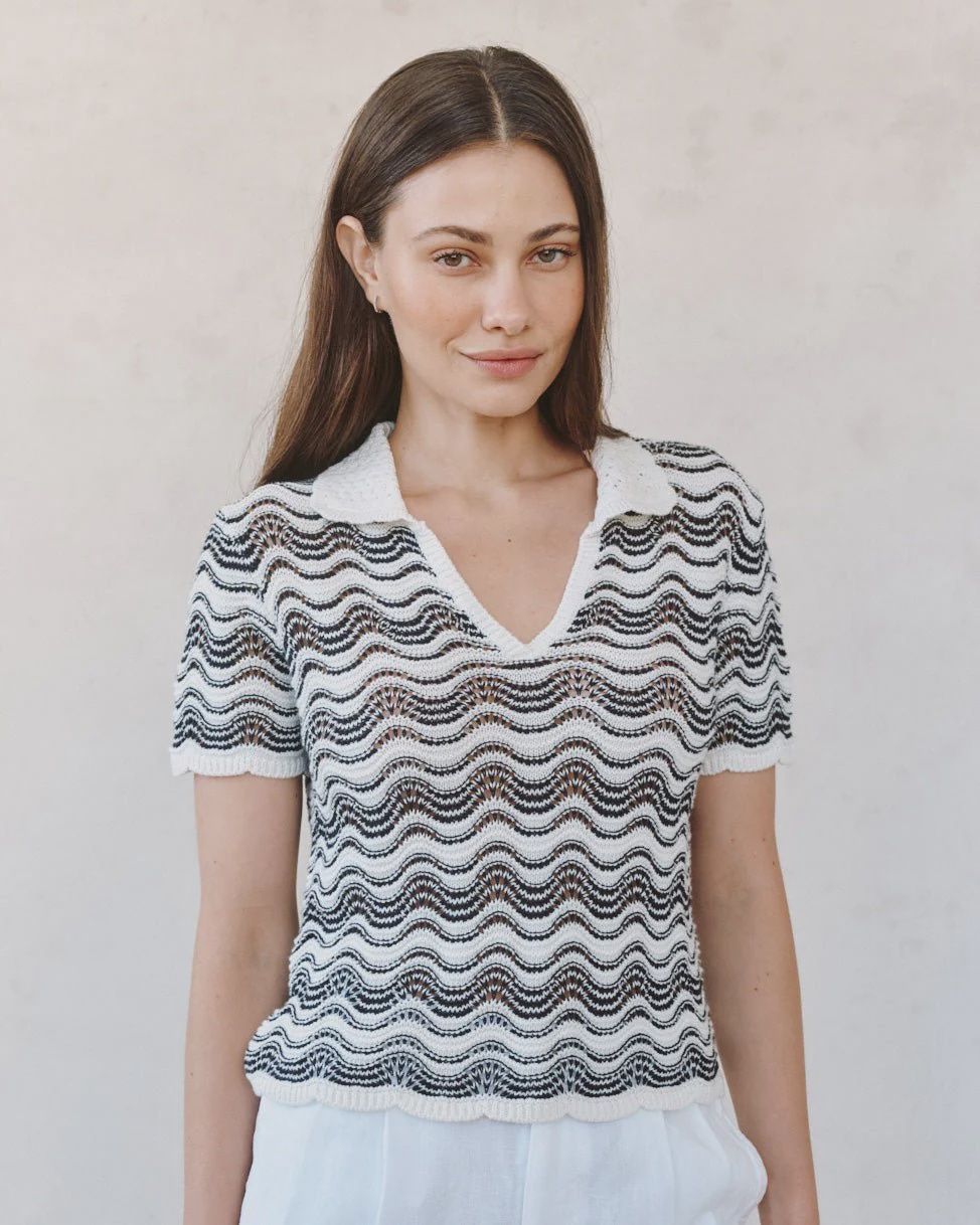 Short Sleeve Collar Sweater