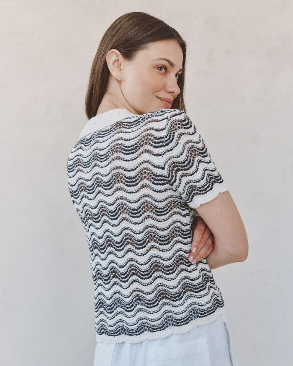 Short Sleeve Collar Sweater
