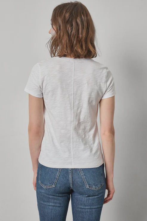 V-Neck Short Sleeve Back Seam Tee
