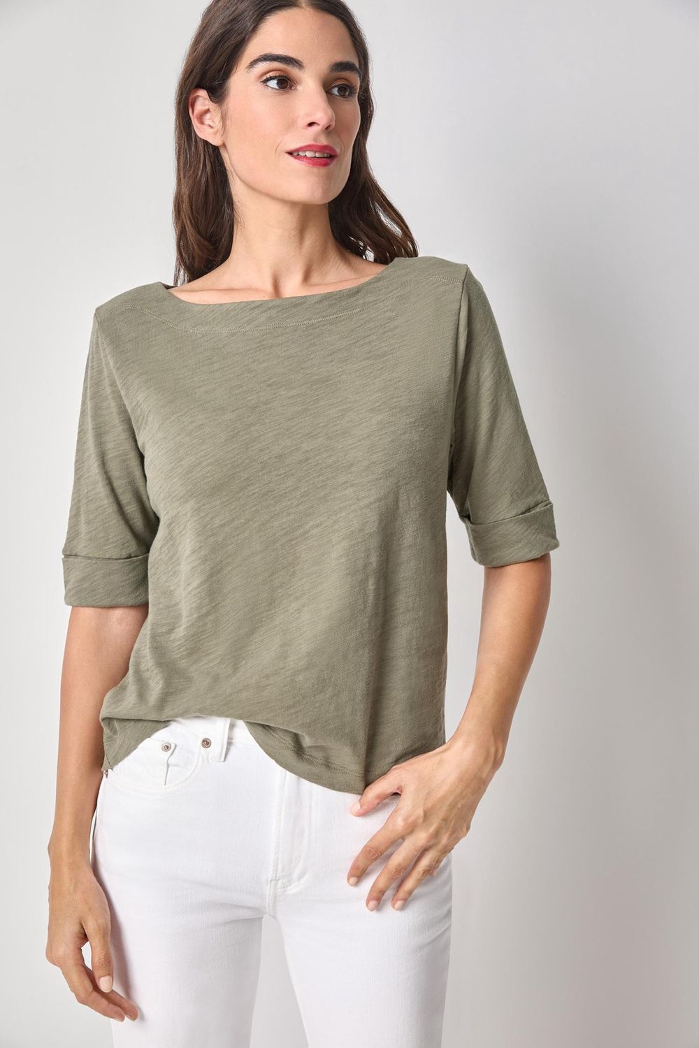 Cuffed Sleeve Boatneck