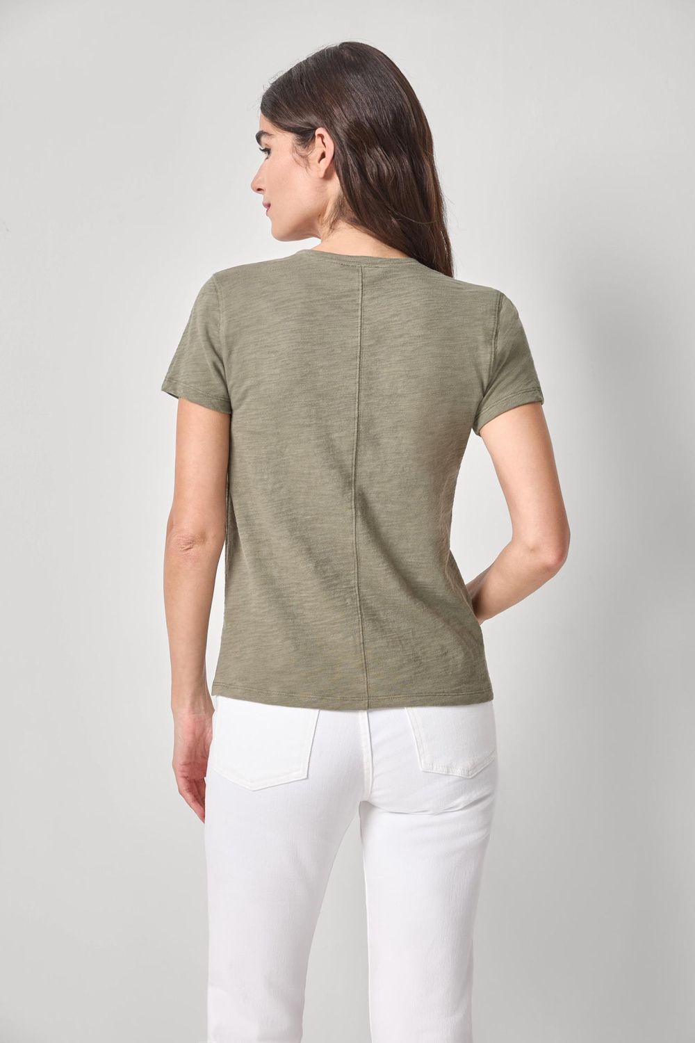 Short Sleeve Back Seam V-Neck