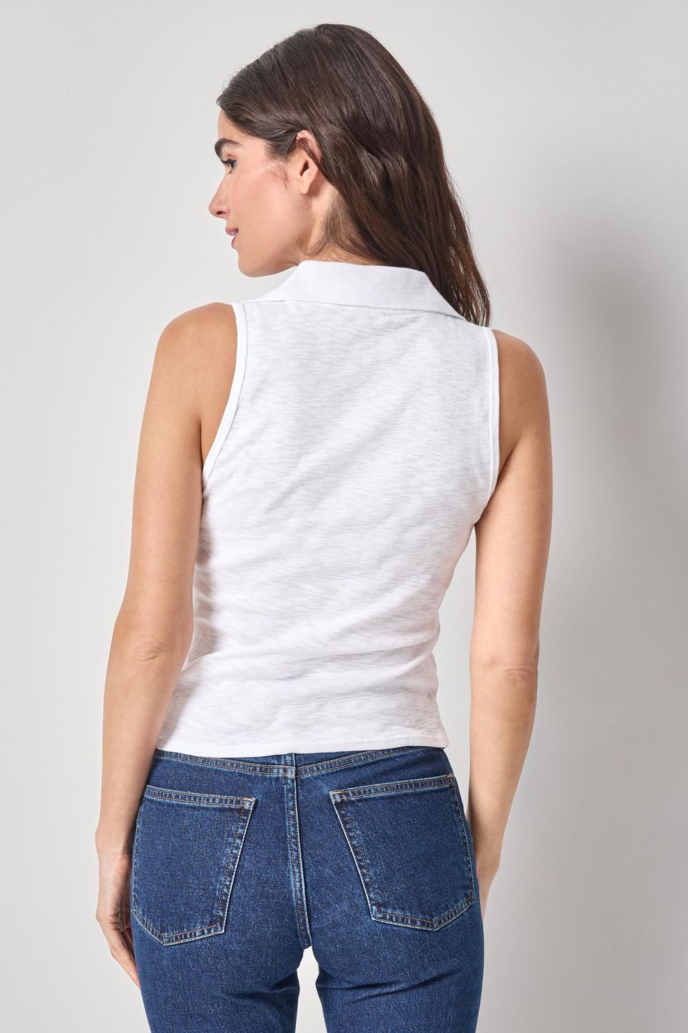 Striped Sleeveless Collared Top