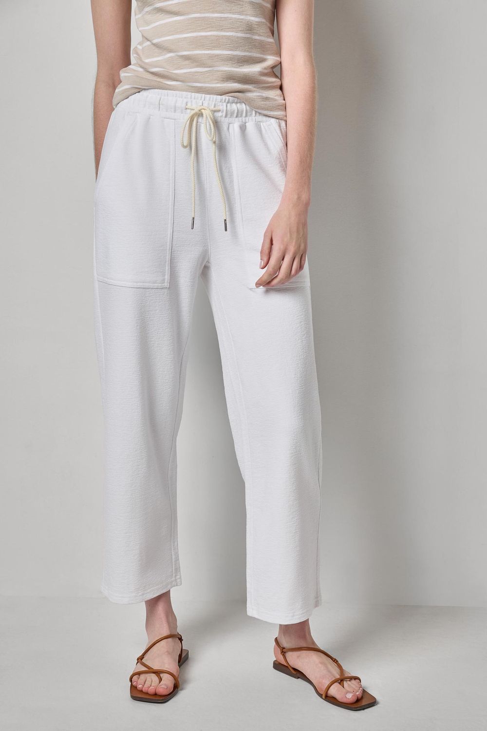 Textured Terry Pant, COLOR: White, Size: XS