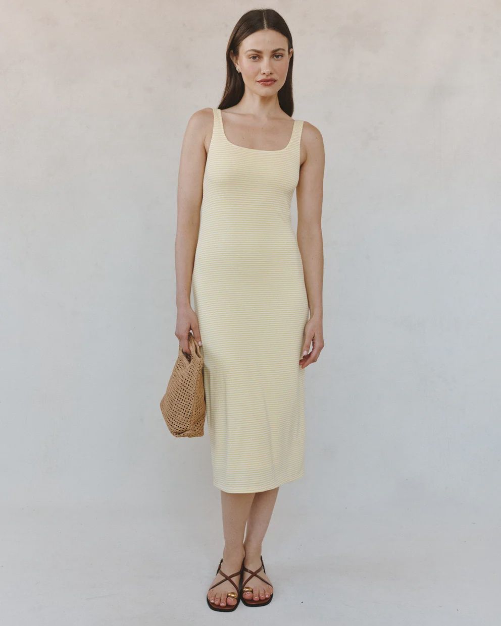 Square Neck Fitted Midi Dress