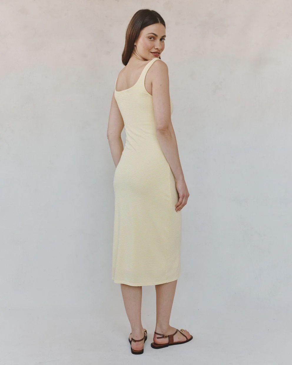 Square Neck Fitted Midi Dress