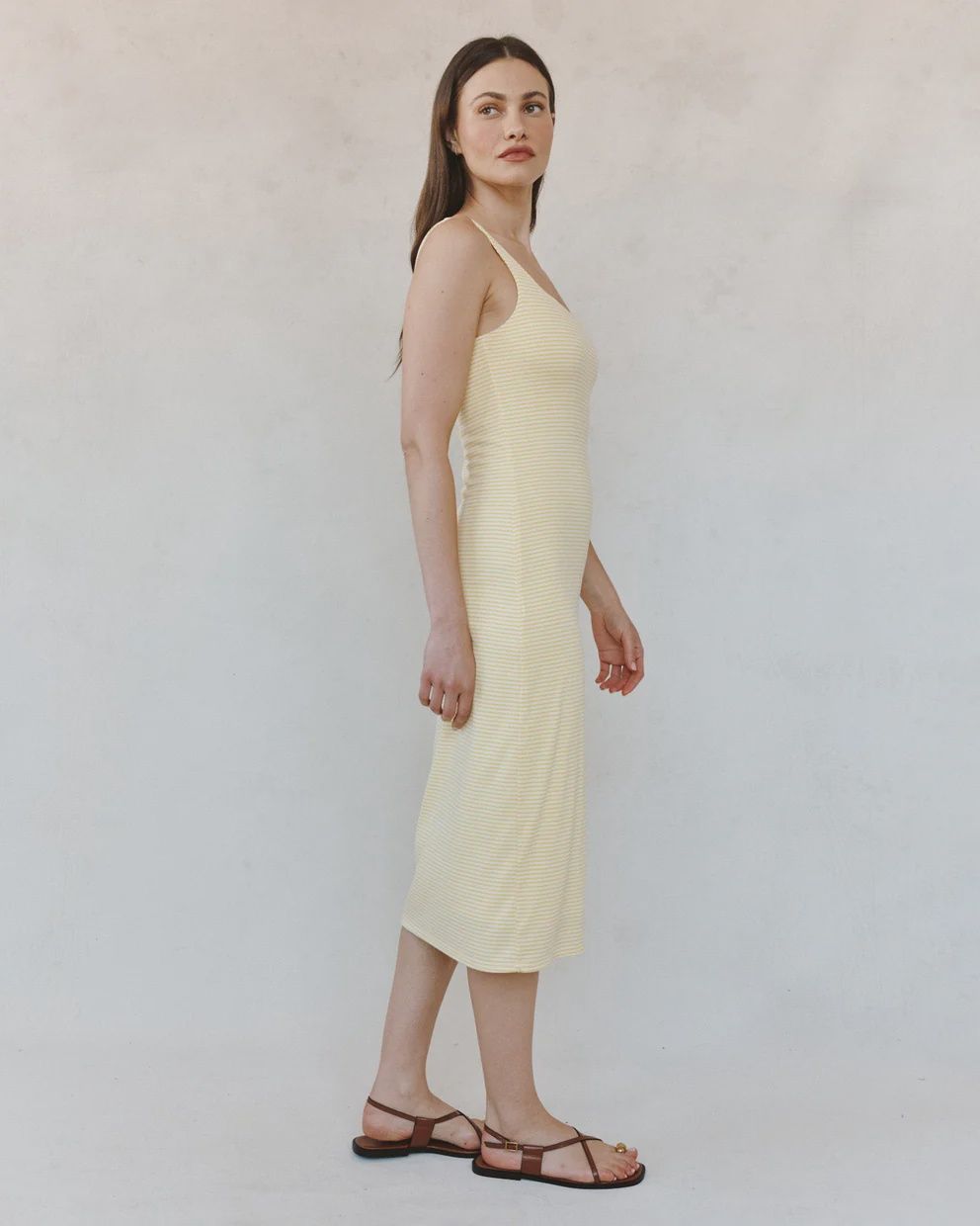 Square Neck Fitted Midi Dress