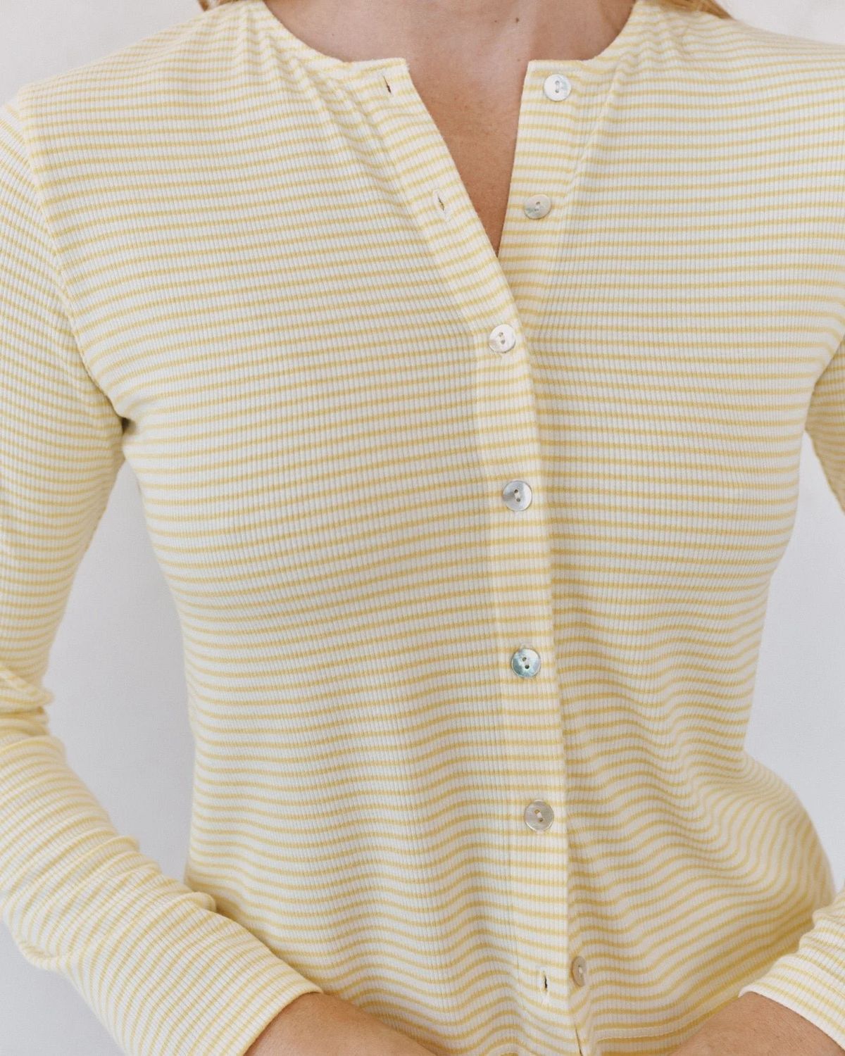 Fitted Cardigan - Lemon Meringue Stripe