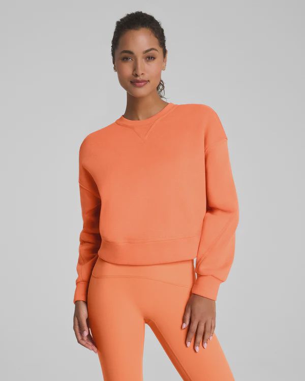 SPANX® BoostUp Cotton Fleece Crewneck, COLOR: Persimmon, Size: S