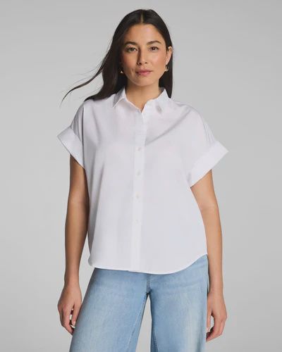 SPANX® Poplin Oversized Short Sleeve Button Down
