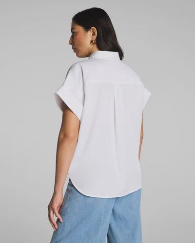 SPANX® Poplin Oversized Short Sleeve Button Down