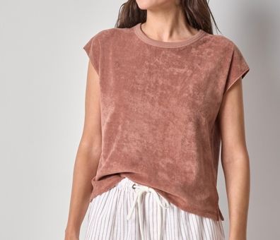 Terry Boxy Sleeveless Top, COLOR: Bark, Size: S