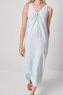 Striped Keyhole Midi Dress