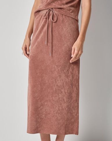Terry Bias Skirt, COLOR: Bark, Size: XS