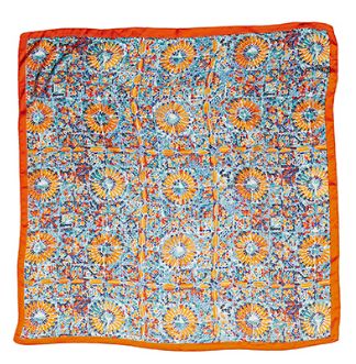 Abstract Floral Print Silky Bandana, COLOR: Orange