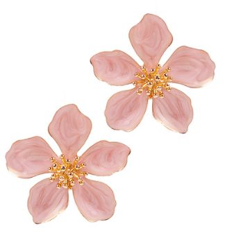 Flower Pearlized Enamel Earrings, COLOR: Lt.Pink