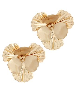 Flower Textured Earrings, COLOR: Gold