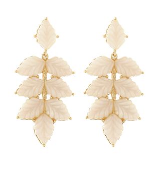 Statement Leaf Earrings, COLOR: Ivory/Gold