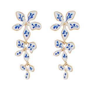 Flower Linear 3 Drop Earrings