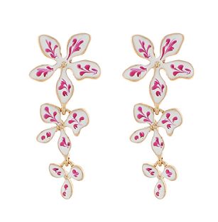 Flower Linear 3 Drop Earrings, COLOR: Fuchsia/White
