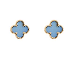 Colored Shell Clover Stud Earrings