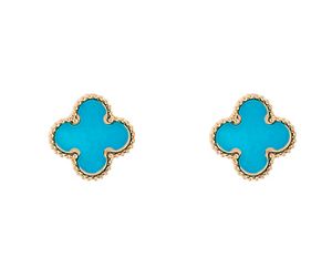 Colored Shell Clover Stud Earrings