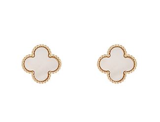 Colored Shell Clover Stud Earrings