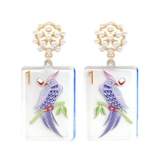 Mahjong Printed Acetate Drop Earrings
