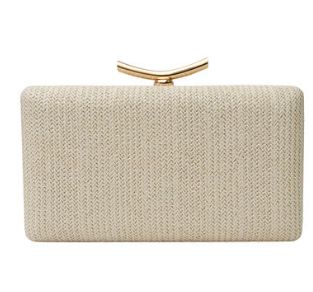 Straw Hard Case Clutch, COLOR: Ivory