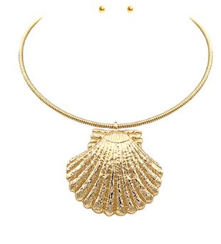 Textured Shell Wire Choker, COLOR: Gold