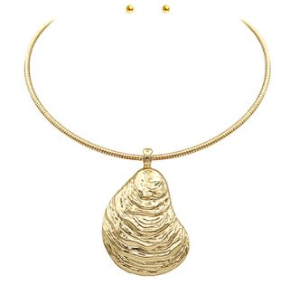 Textured Oyster Shell Wire Choker, COLOR: Gold