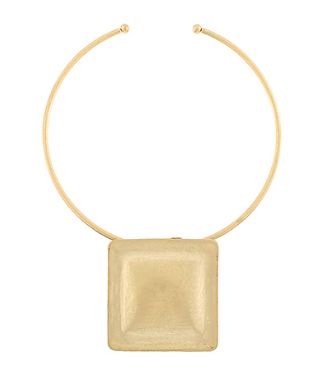 Textured Square Open Choker, COLOR: Gold