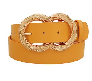 Twisted Double Buckle Belt, COLOR: Mustard