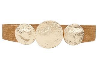 Hammered Triple Disk Buckle Straw Belt