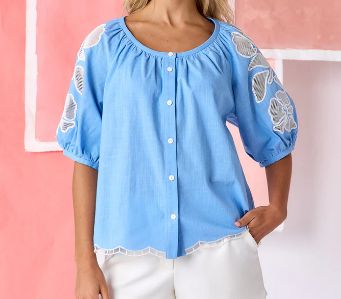 Perrie Top, COLOR: Washed Indigo, Size: XS